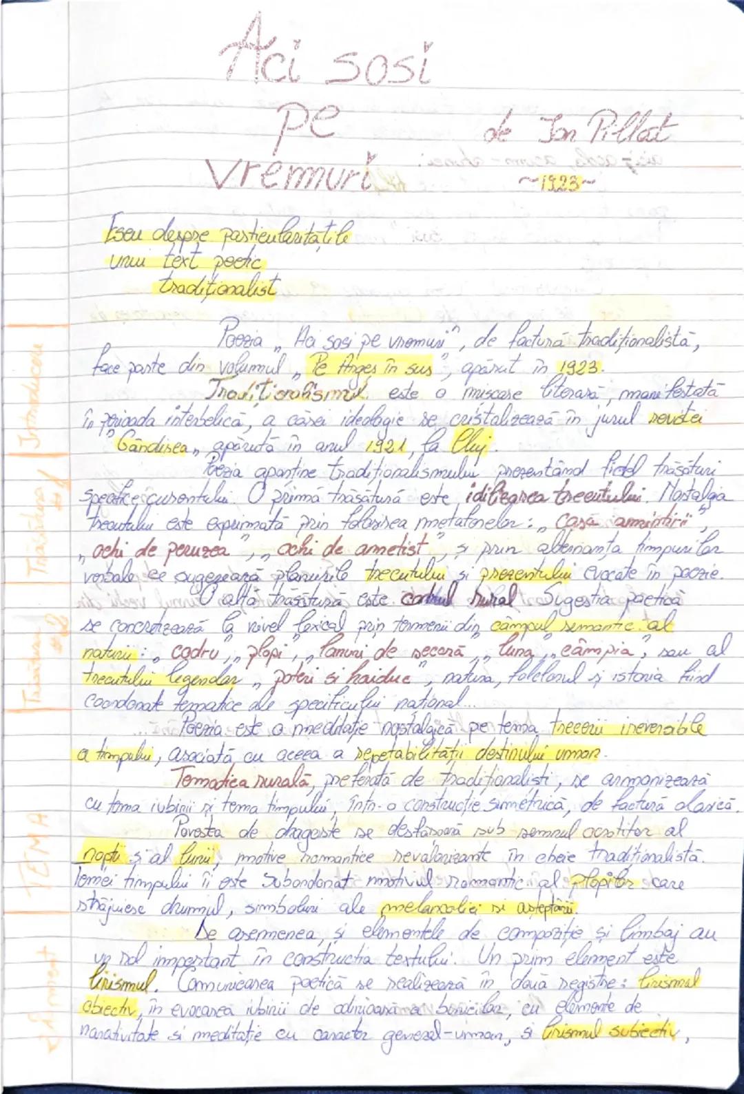 # Aci sosi

pe

Vremuri

Eseu despre particularitatile
unui text poetic
traditionalist

de Ion Pillat

~1923~

Poezia Ha sosi pe vremuri", d