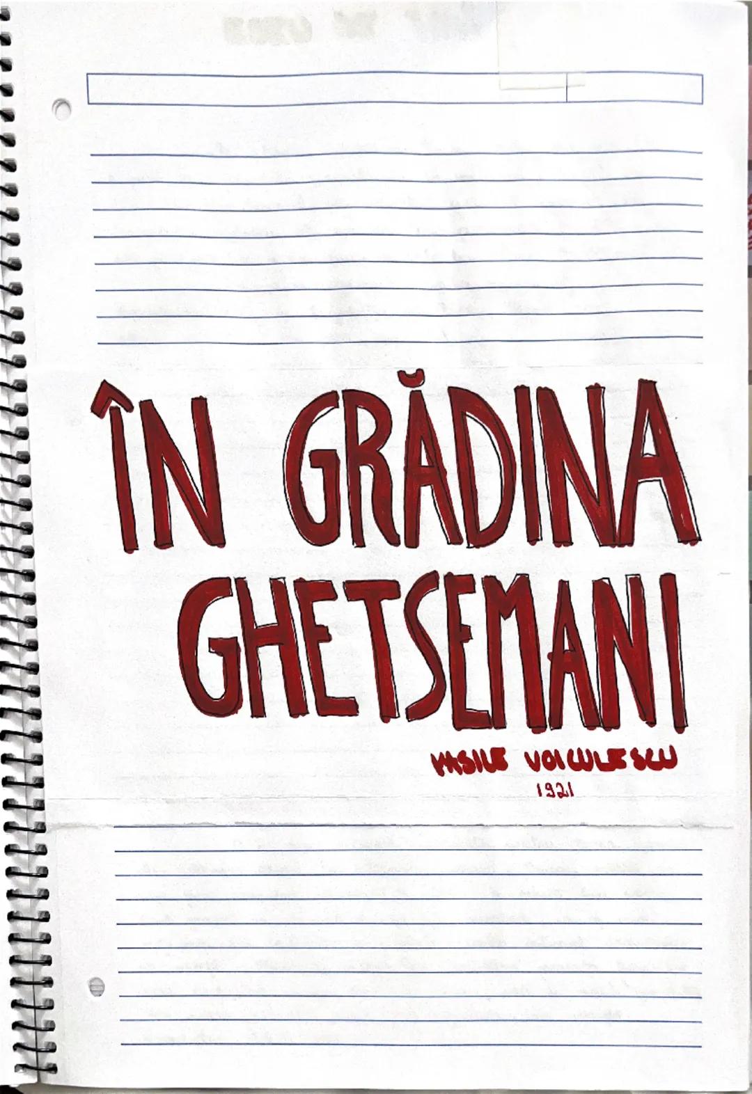# ÎN GRĂDINA GHETSEMANI

VASILE VOICULESCU
1931 # ESEU DE BAZA

în grădina Gintremani" de Vasile Voiculescu este
o poezie tradiționalistă, p