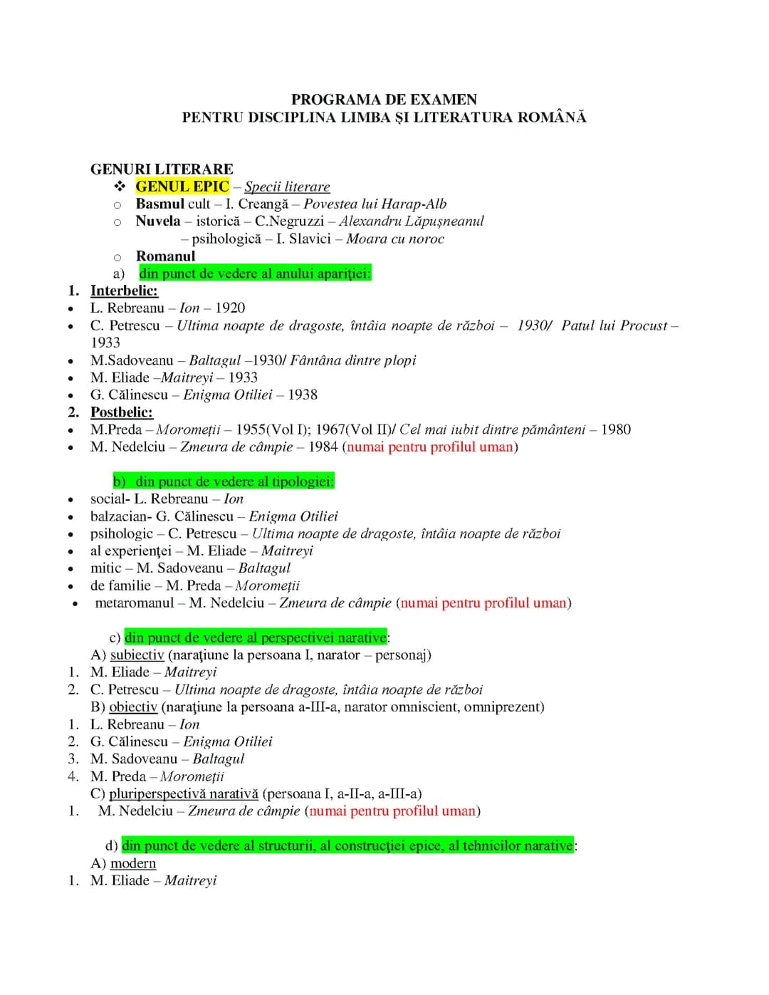Programa bac romana