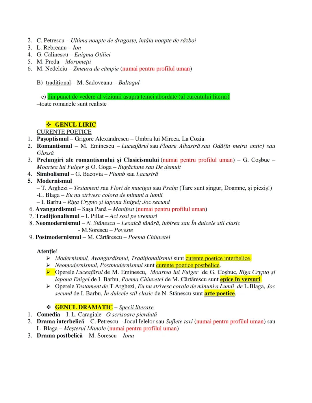 --- OCR Start ---
PROGRAMA DE EXAMEN
PENTRU DISCIPLINA LIMBA ŞI LITERATURA ROMÂNĂ
GENURI LITERARE
GENUL EPIC - Specii literare
• Basmul cult