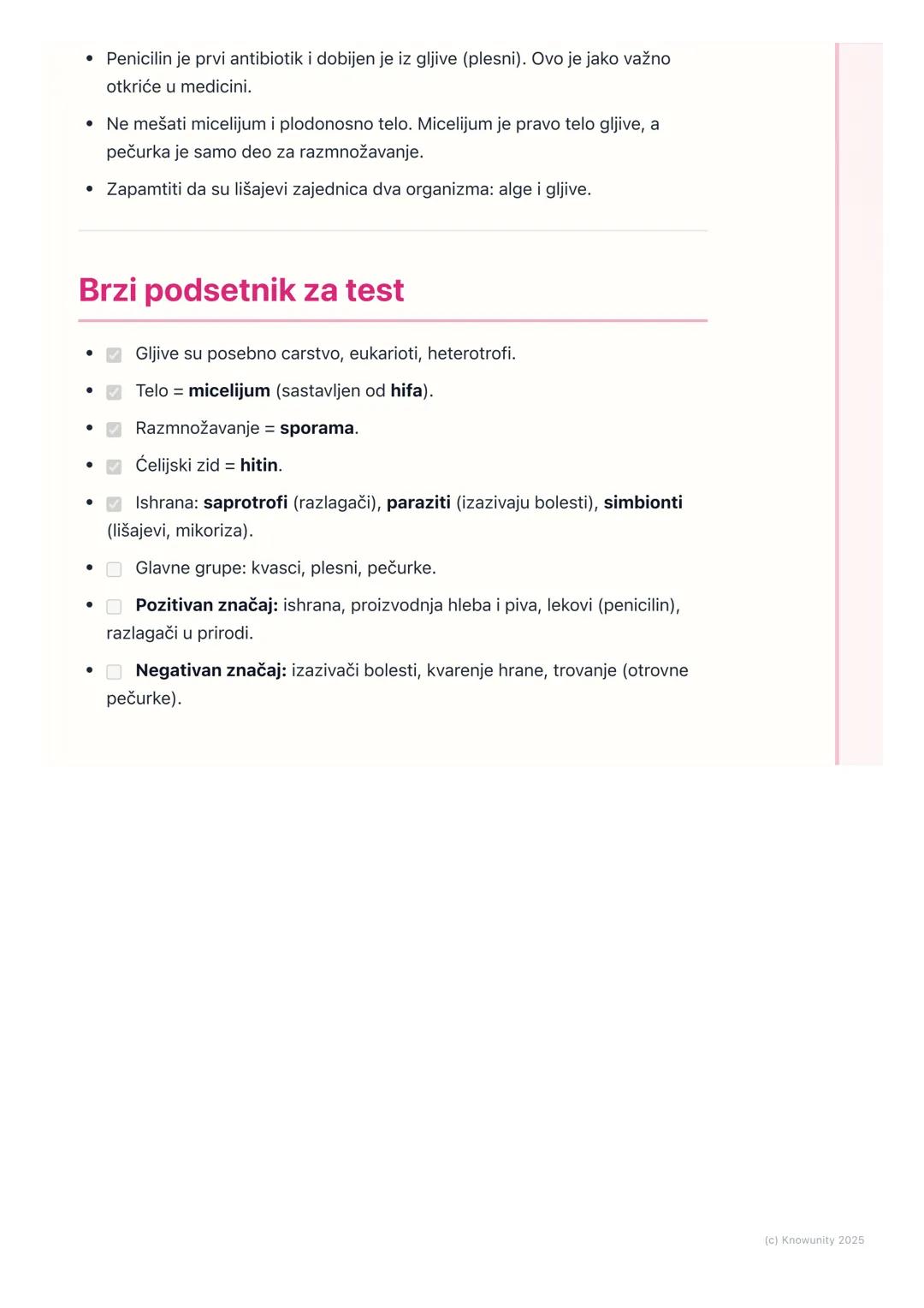 # Gljive

## Uvod u gljive

Gljive su posebna grupa živih bića. One nisu ni biljke ni životinje, već čine
svoje, peto carstvo živih bića. Mo