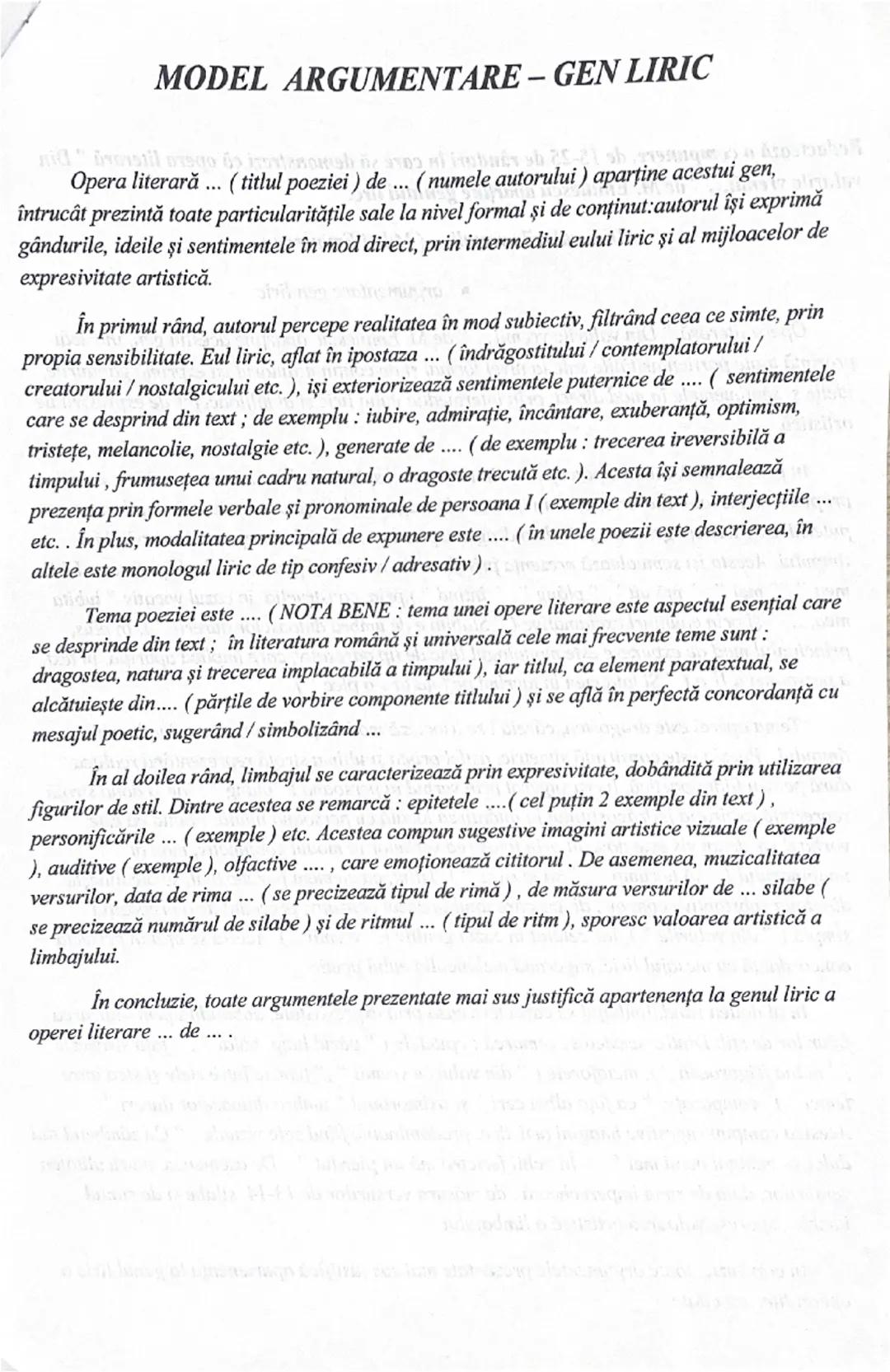 # GENUL LIRIC

Definiție: Genul liric cuprinde totalitate operelor literare, în care autorul îşi exprimă
gândurile, ideile și sentimentele î