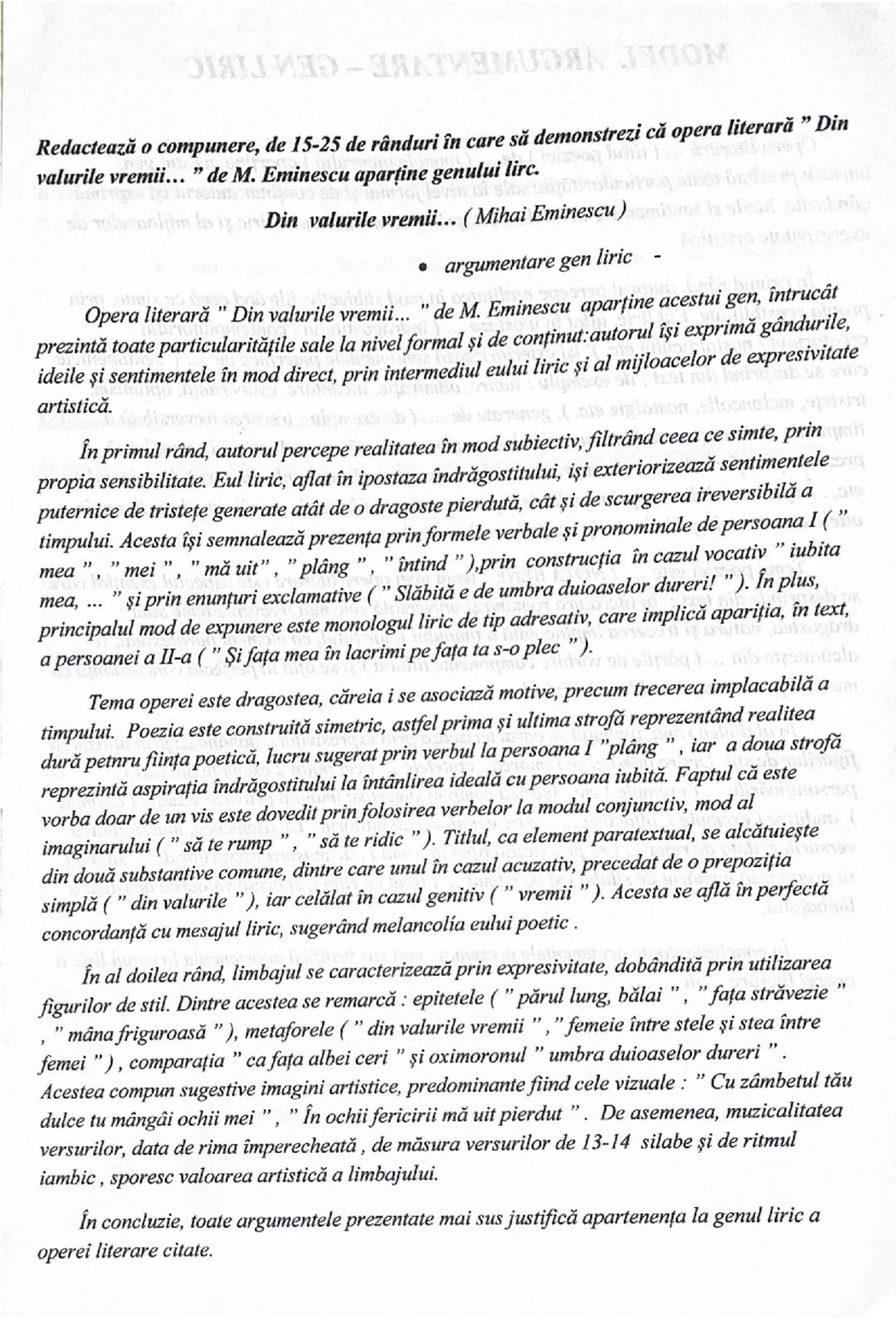 # GENUL LIRIC

Definiție: Genul liric cuprinde totalitate operelor literare, în care autorul îşi exprimă
gândurile, ideile și sentimentele î