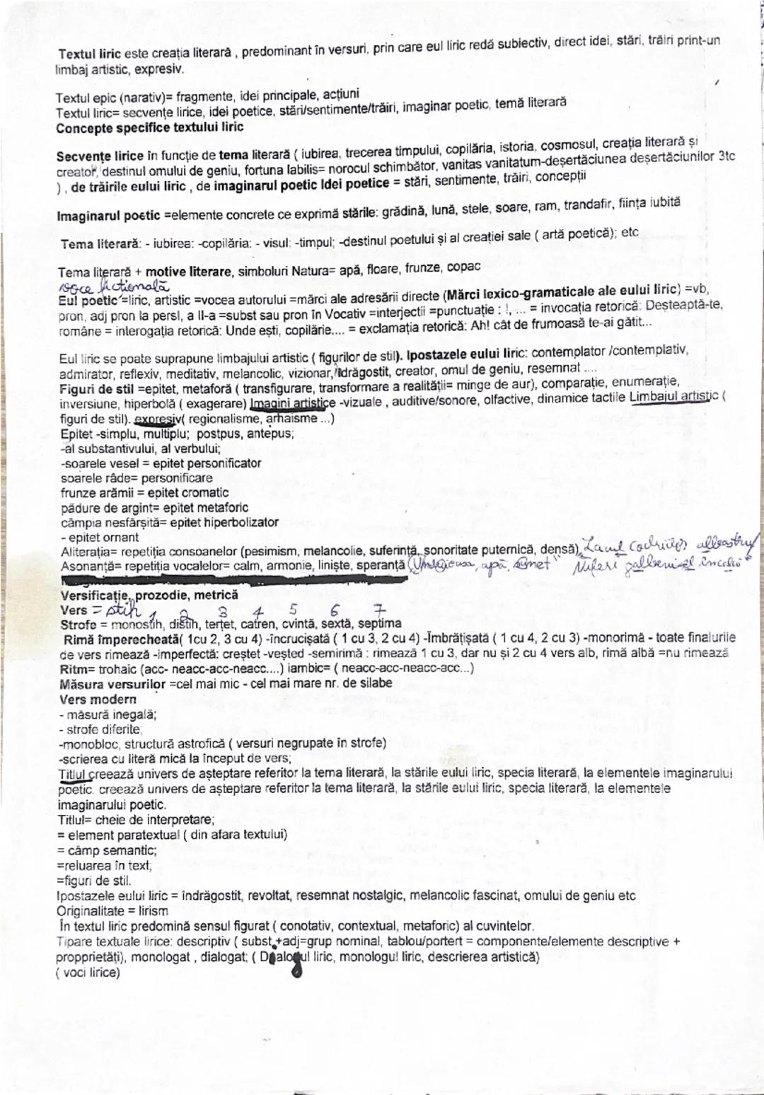 # GENUL LIRIC

Definiție: Genul liric cuprinde totalitate operelor literare, în care autorul îşi exprimă
gândurile, ideile și sentimentele î