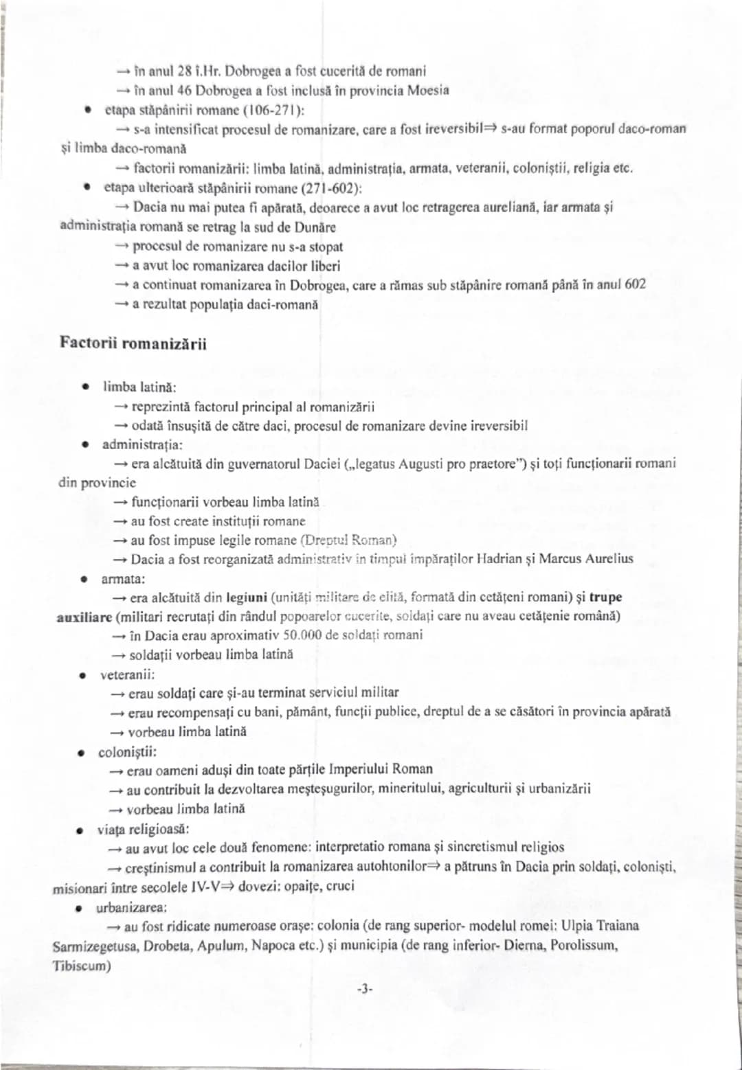 II. Etnogeneza românească
• este procesul istoric prin care au luat naştere poporul român şi limba română
• etapele etnogenezei:
→ între ani