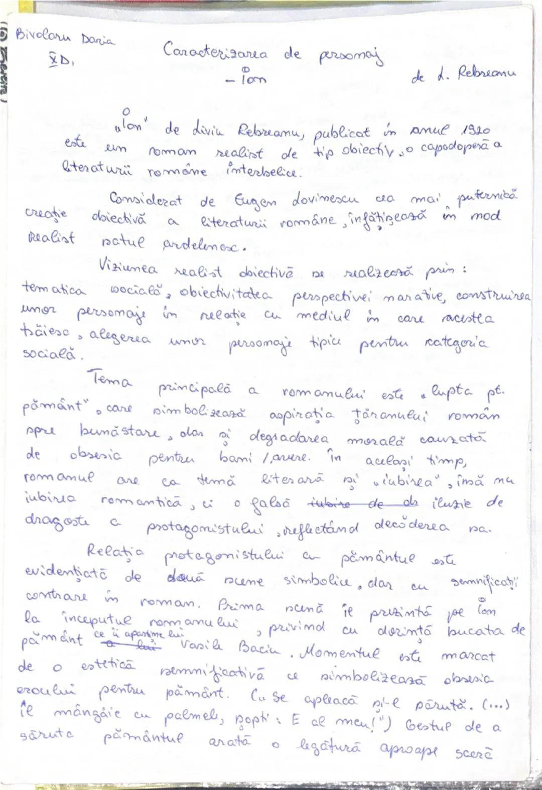 Bivolaru Daria
I D.

"Ion" - Livile Rebreanu

Romanul wiom" de Liviu Rebreanu este una dintre
cele mai importante opere ale literaturii româ
