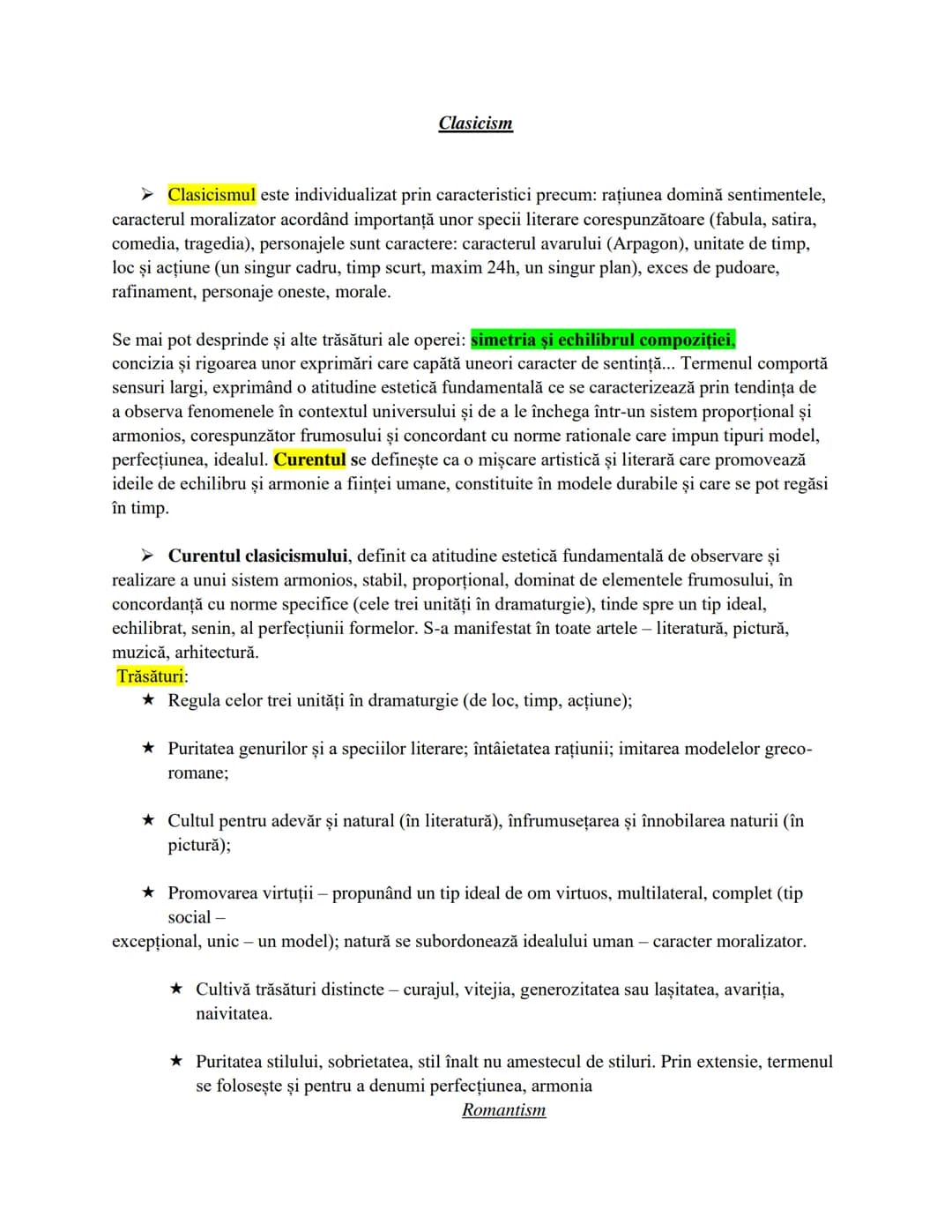 # Clasicism
➤ Clasicismul este individualizat prin caracteristici precum: rațiunea domină sentimentele,
caracterul moralizator acordând impo