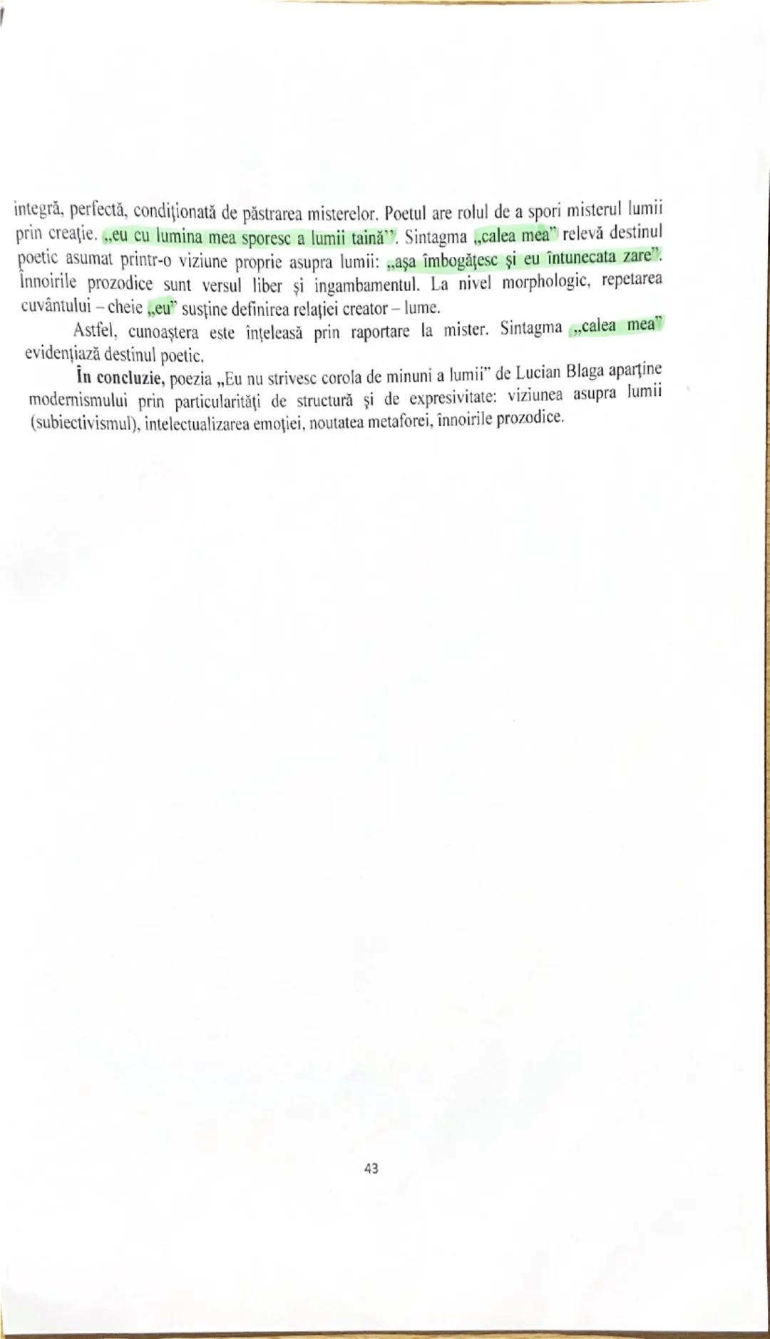 # Modernismul interbelic

„Eu nu strivesc coroia de minuni a lumii” de Lucian Blaga (1919)

Poezia „Eu nu strivesc coroia de minuni a lumii”