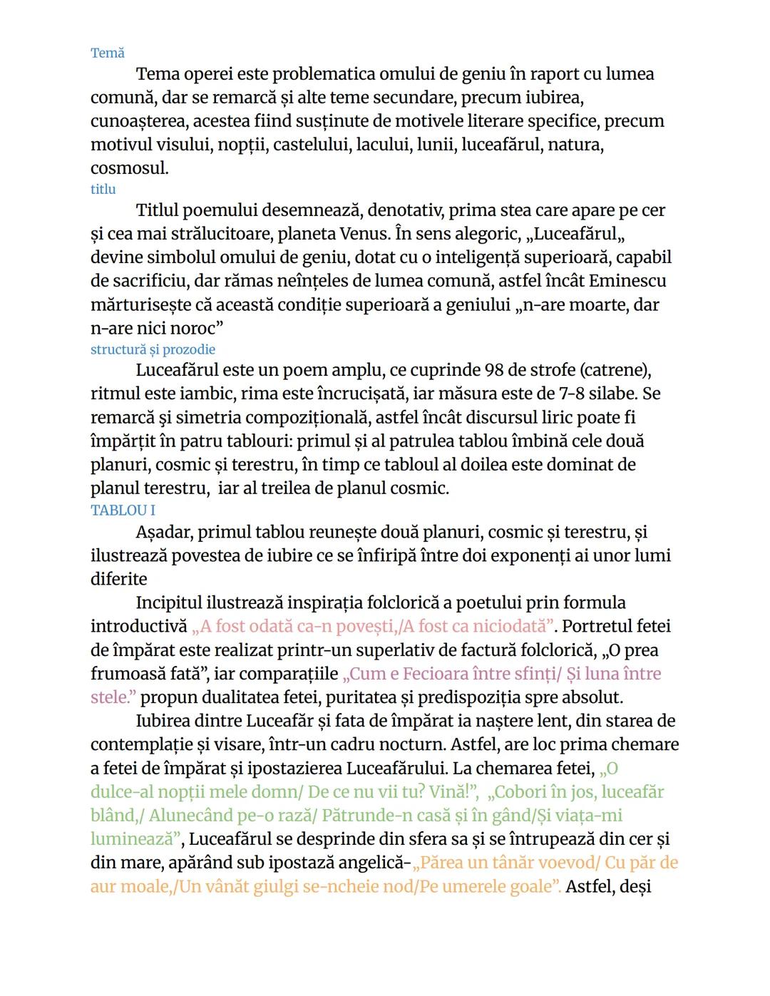 --- OCR Start ---
MIHAI EMINESCU'S
Luceafărul
Încadrare
Mihai Eminescu este unul dintre cei patru mari clasici ai literaturii
române, alătur