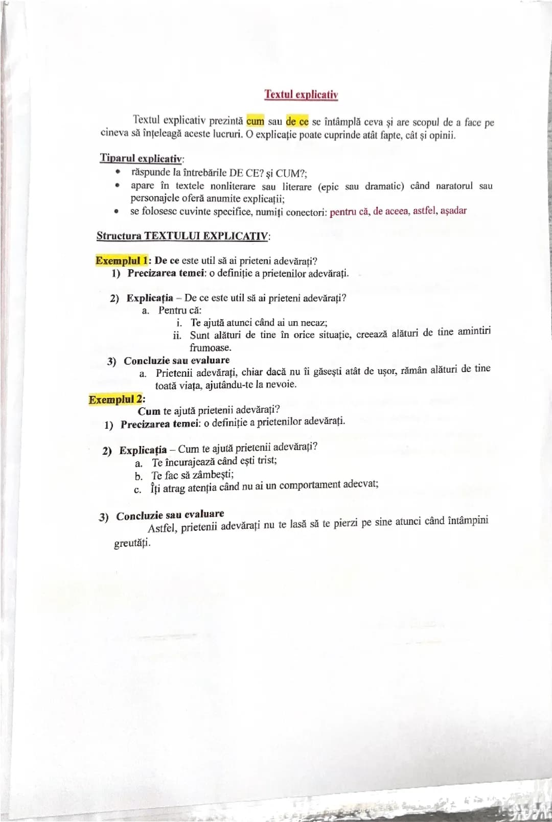 Textul explicativ 