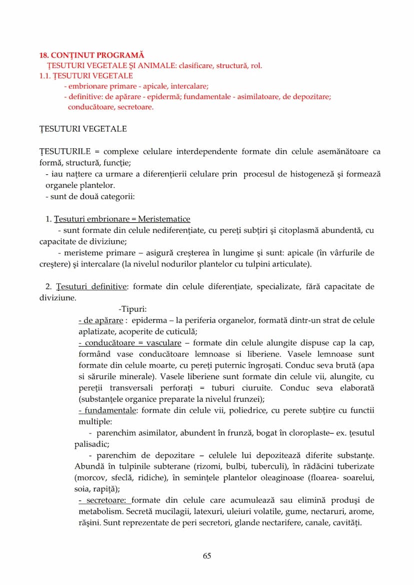 --- OCR Start ---
Evaluarea la disciplina BIOLOGIE VEGETALĂ ȘI ANIMALĂ
în cadrul examenului de bacalaureat - 2014
1. CONŢINUT PROGRAMĂ
Proba