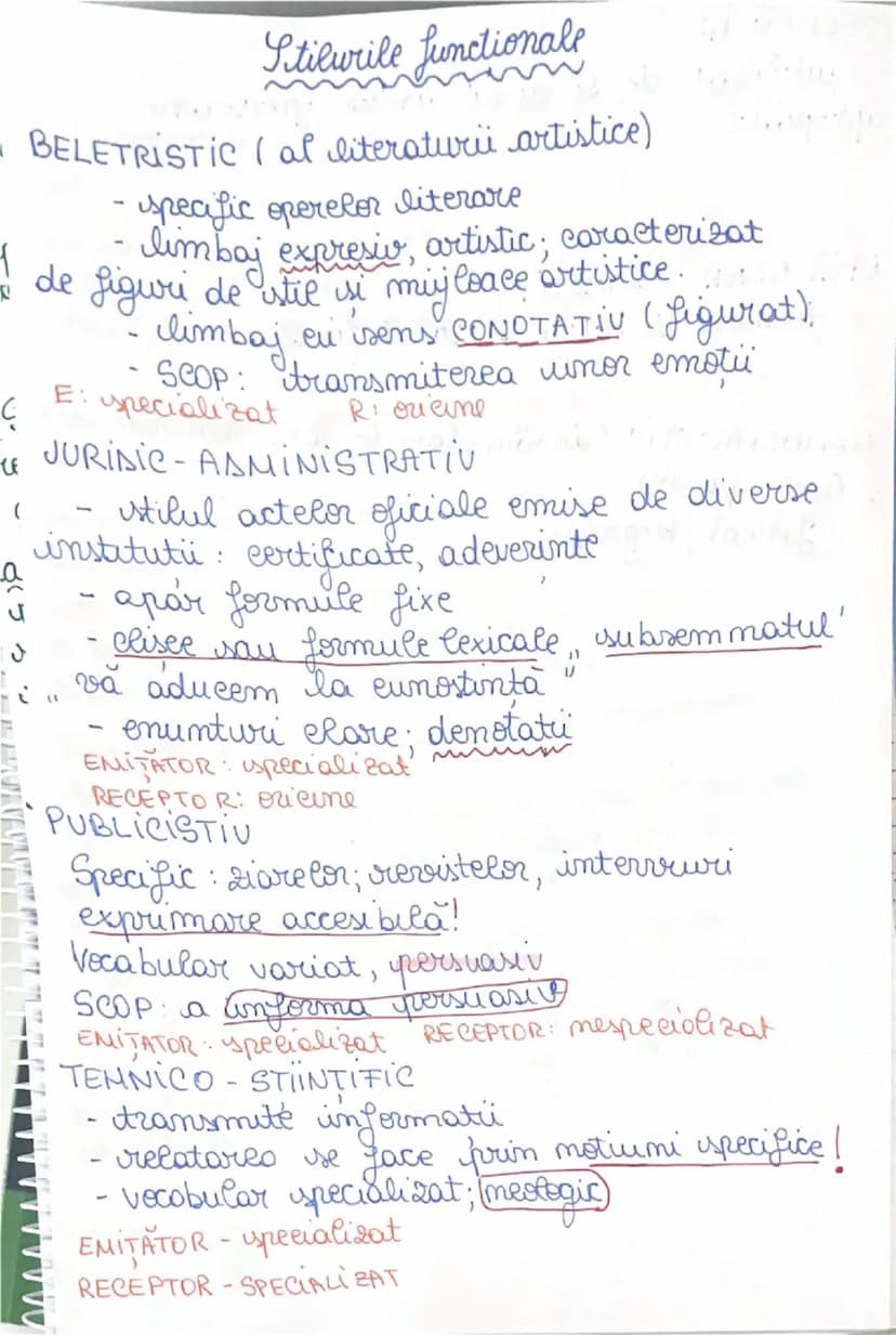 --- OCR Start ---
1
ہا
っ
っ
Stilurile functionall
BELETRISTIC ( al literaturii artistice)
- specific operelor literare
- limbaj expresiv, art