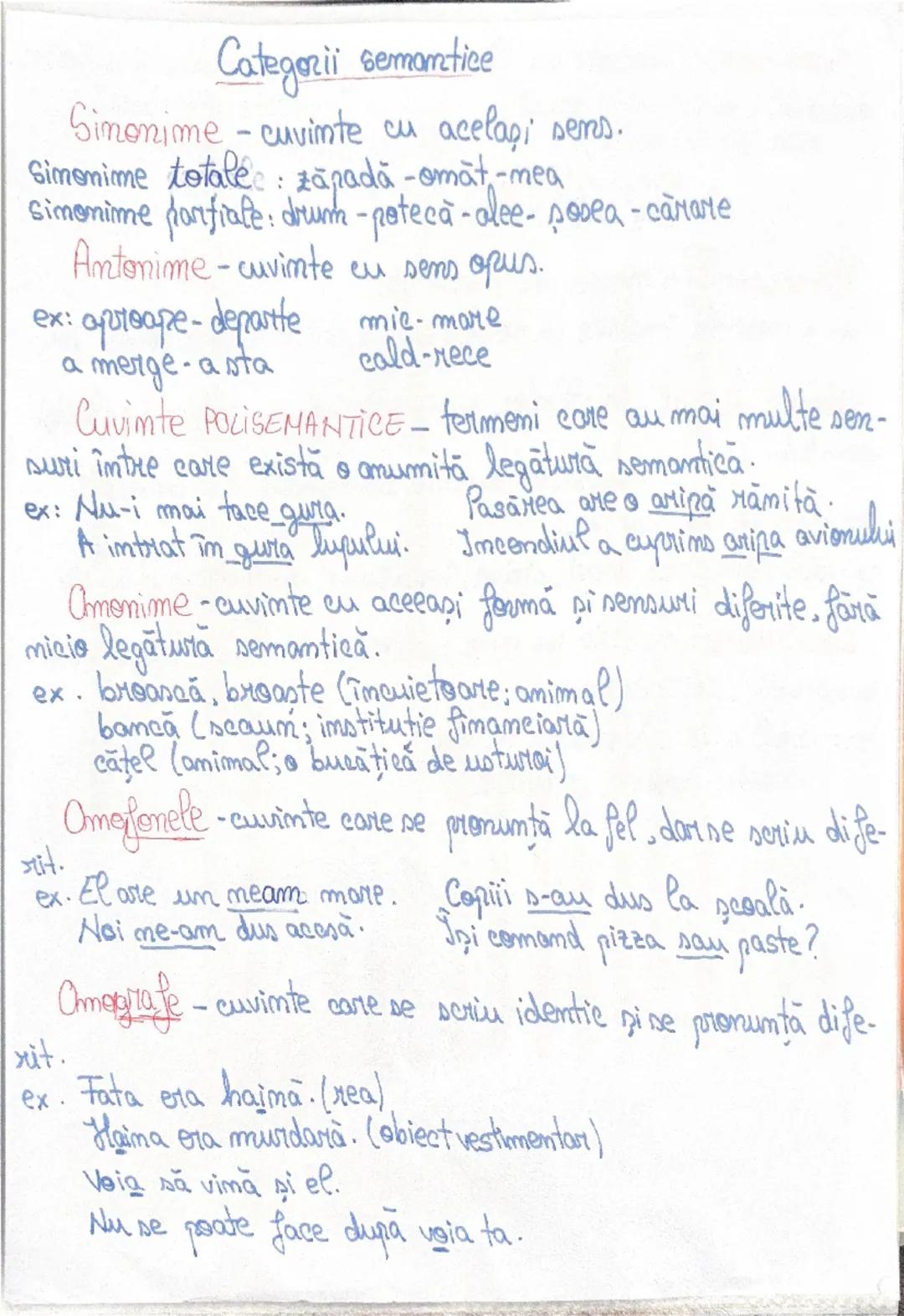 --- OCR Start ---
Categorii semantice
Sinonime - cuvinte cu acelaşi sens.
Simonime totale: zăpadă-omat-mea
simonime porfiate: drum-poteca-al