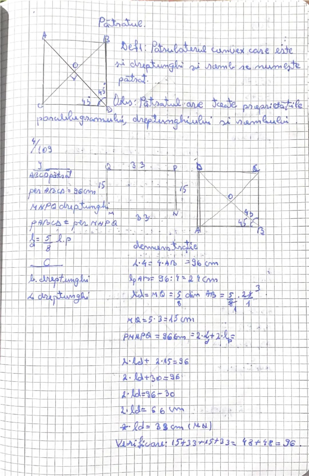 Patratul.

f Deft: Patrulateral convex care este
sử dreptunghi sử comb se numeste
patrat.

15 Ades: Patiratul are treate presnictatile
paral