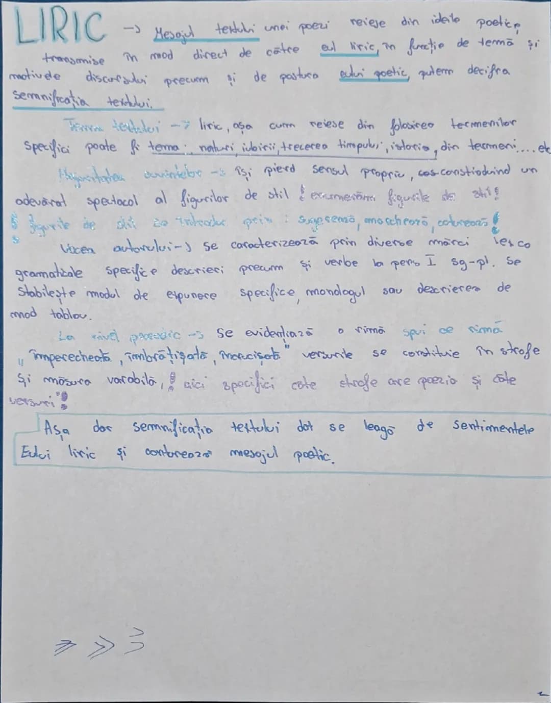 LIRIC→
Mesojul textului unei poezi reieje din ideite poetice
transmise în mod direct de catre eul liric, în functie de tema şi
motivele disc