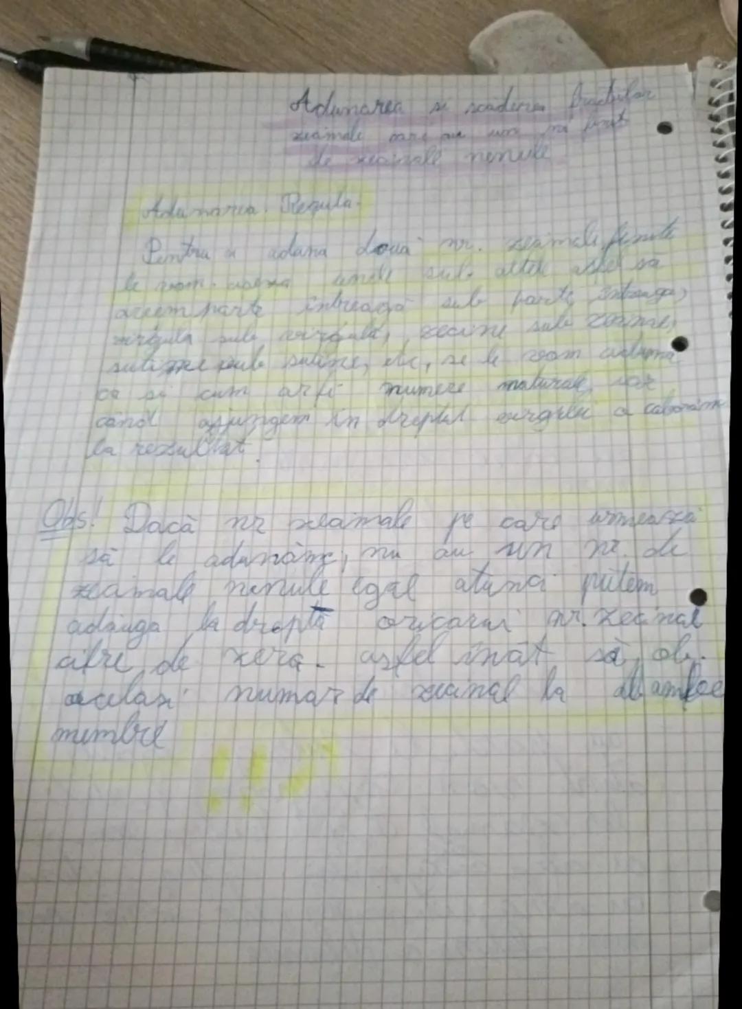 Adunarea și scăderea fracțiilor zecimale care au un număr finit de zecimale nenule