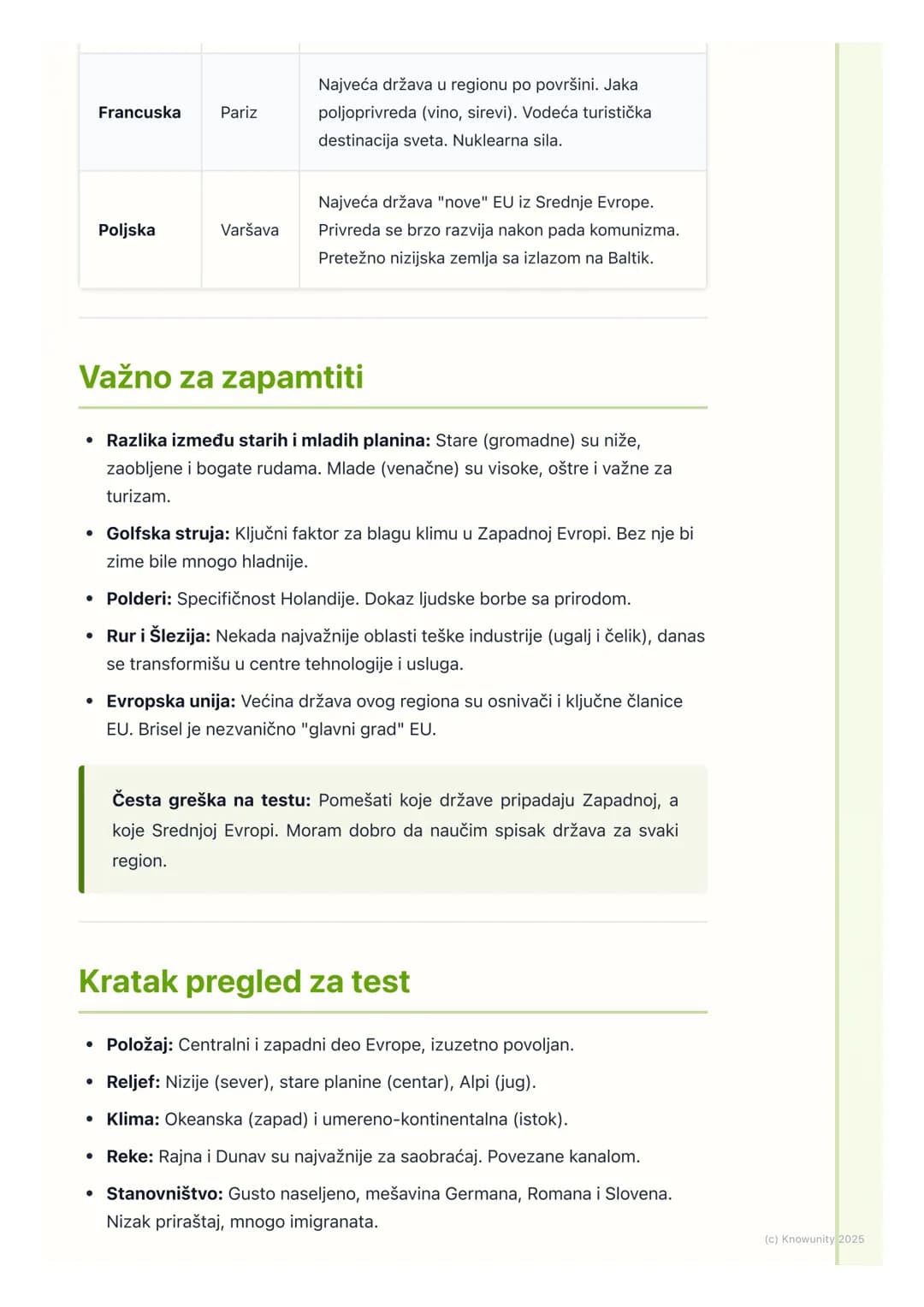# Opšte karakteristike Zapadne i
Srednje Evrope

Uvod i položaj regiona

Zapadna i Srednja Evropa obuhvataju države koje se nalaze u središn