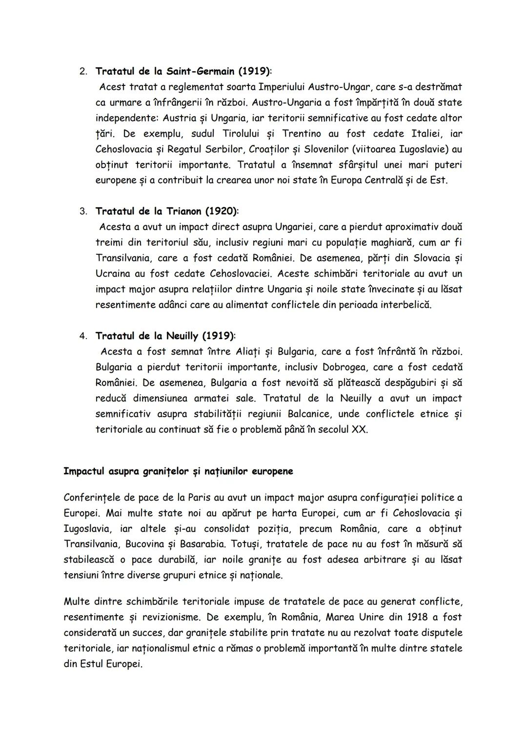 # Conferintele de pace de la Paris (1919-1920) și impactul asupra
granițelor europene

După încheierea Primului Război Mondial, unul dintre 