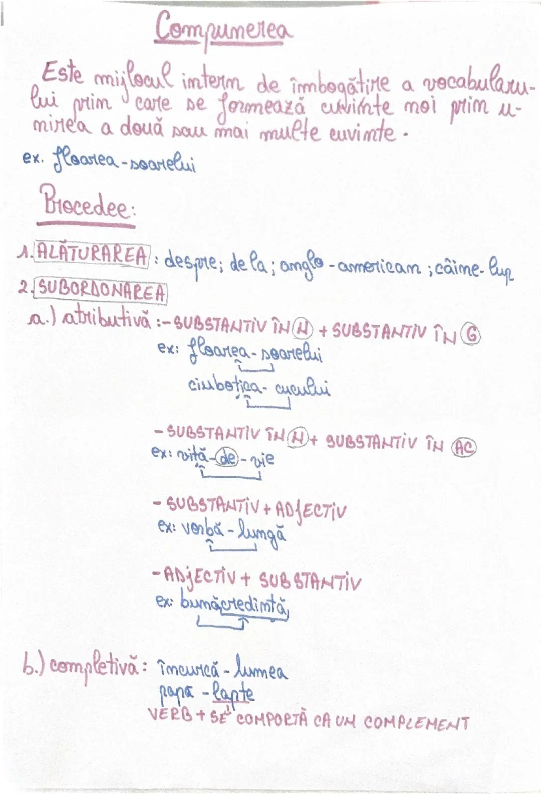 --- OCR Start ---
Compunerea
Este mijlocul intern de îmbogătire a vocabularu-
lui prin care se formează cuvinte noi prim u-
nirea a două sau