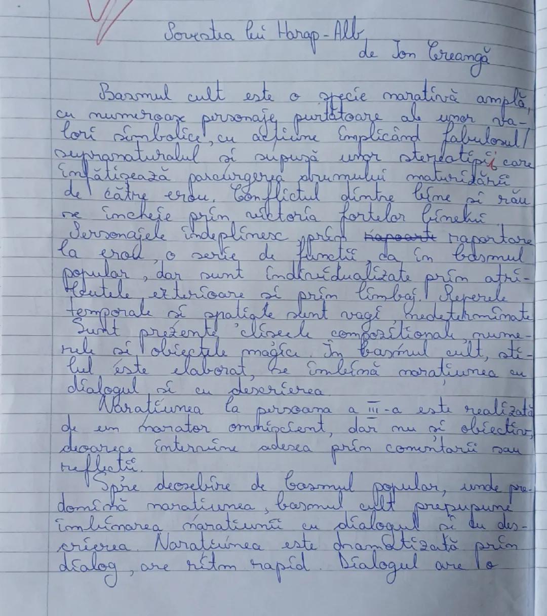 # Sorevtia lui Harap-Alb

de Ion Creangă

Basmul cult este o specie narativă amplă,
cu numeroase personaje purtătoare ale unor va-
lori simb
