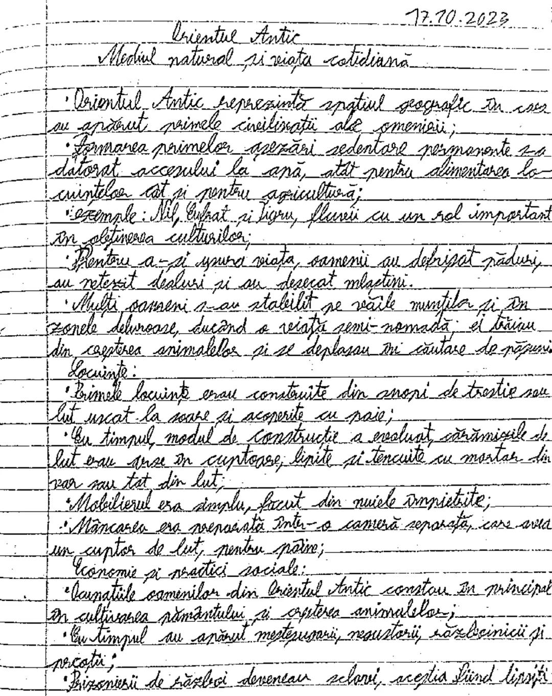 17.70.2023
Orientul Antic
Mediul natural si viata cotidiana
* Orientul Antic reprezinta spatiul geografic in care
au aparut primele civiliza
