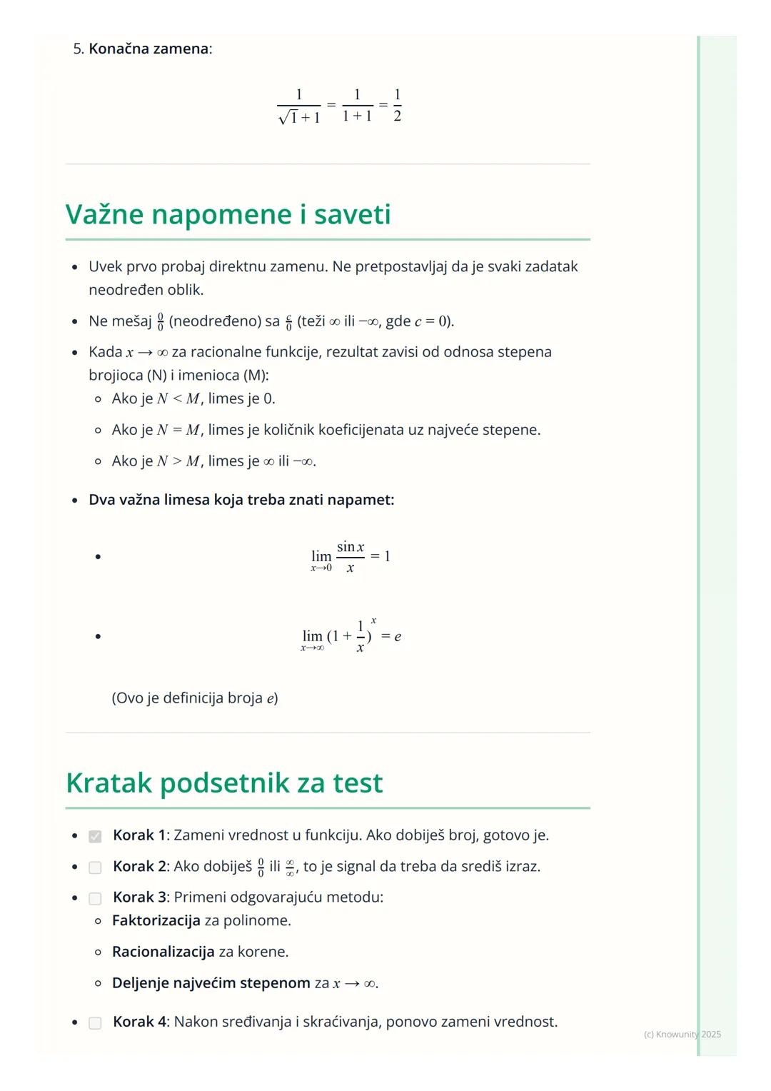 # Limes funkcije

## Uvod u limese funkcija

Limes funkcije je osnovni koncept u matematičkoj analizi, ključan za
razumevanje izvoda i integ
