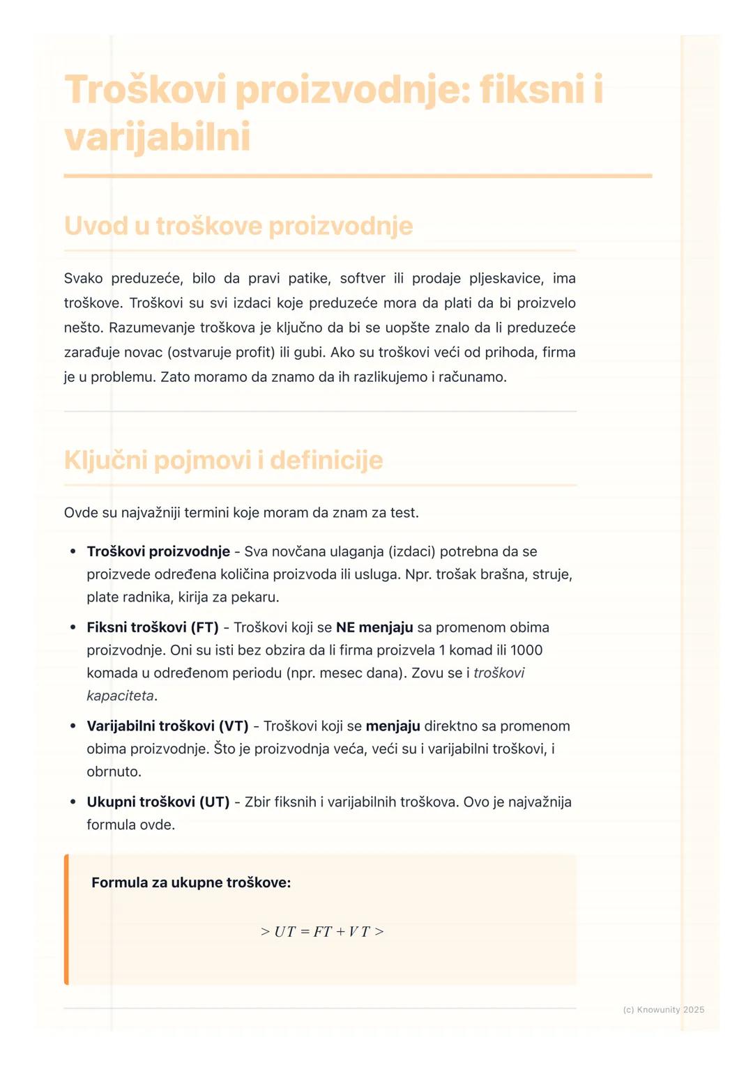 # Troškovi proizvodnje: fiksni i
varijabilni

Uvod u troškove proizvodnje

Svako preduzeće, bilo da pravi patike, softver ili prodaje pljesk