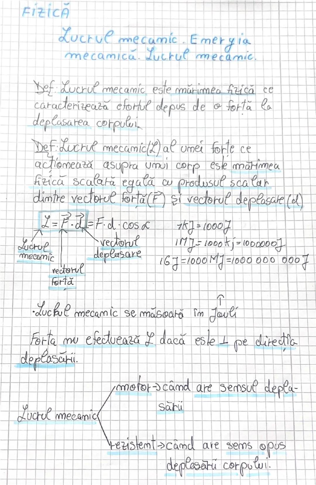 FIZICĂ

Lucrul mecanic. Emer,
mecamica. Lucrul mecanic.
Emeryia

Def: Lucrul mecamic este mărimea fizică ce
caracterizează efortul depus de 