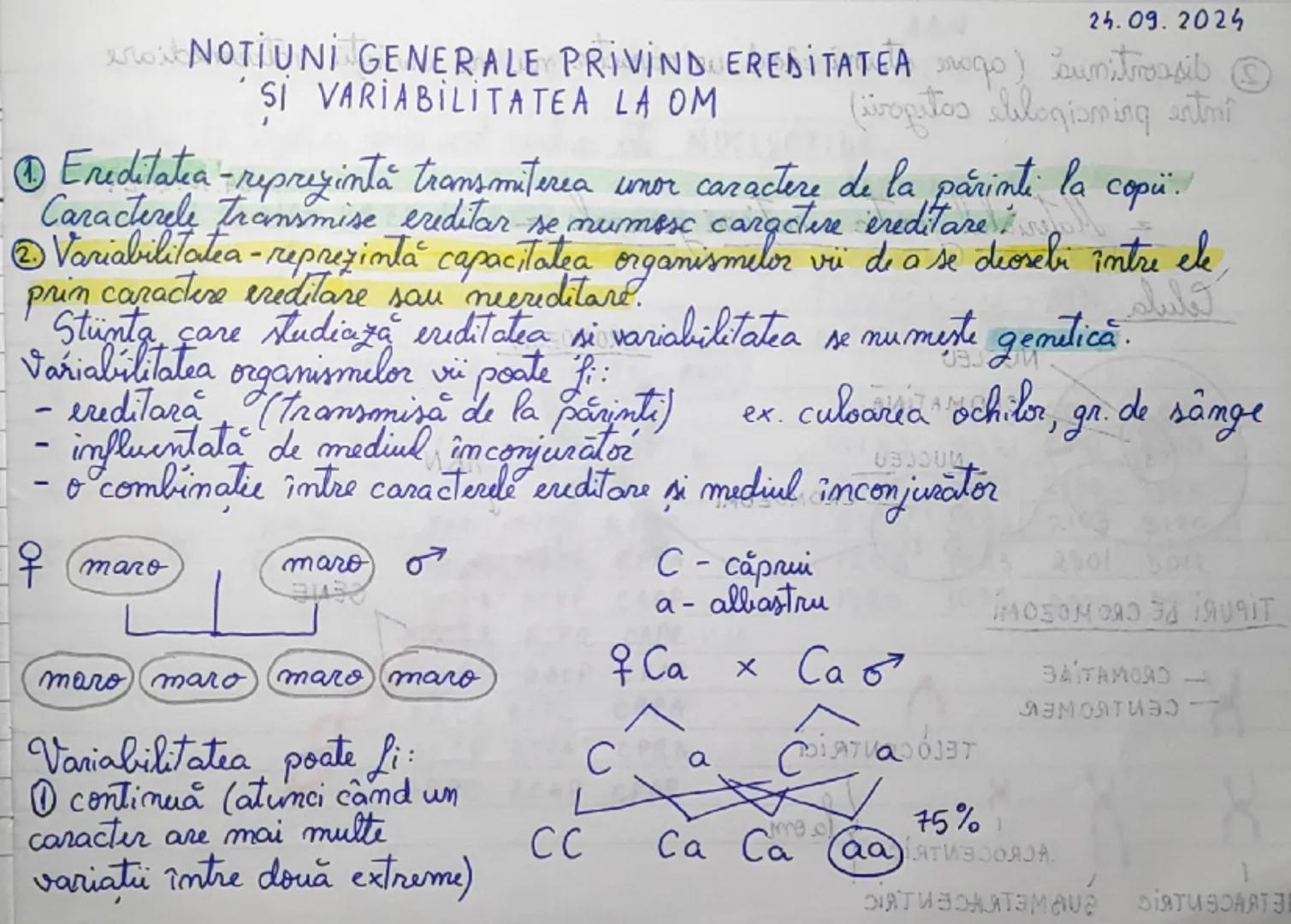 24.09.2024

nort NOTIUNI GENERALE PRIVIND EREDITATEA mogo) sumitressib
SI VARIABILITATEA LA OM onioming entri

① Ereditatea-reprezintă trans
