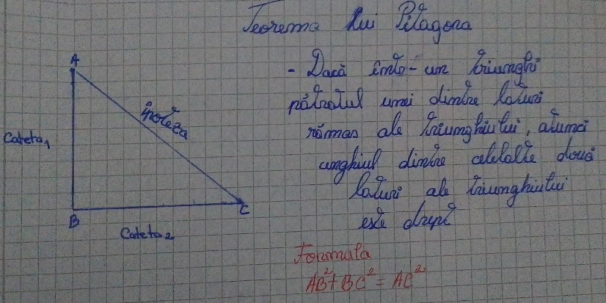Catetan
A

ipoleza

B

Cateto 2

Teorema hui Pitagora
-

Dacă înts-un briungh
påtratul unei dintre laturi
rămas ale triunghiului, atunci
ung