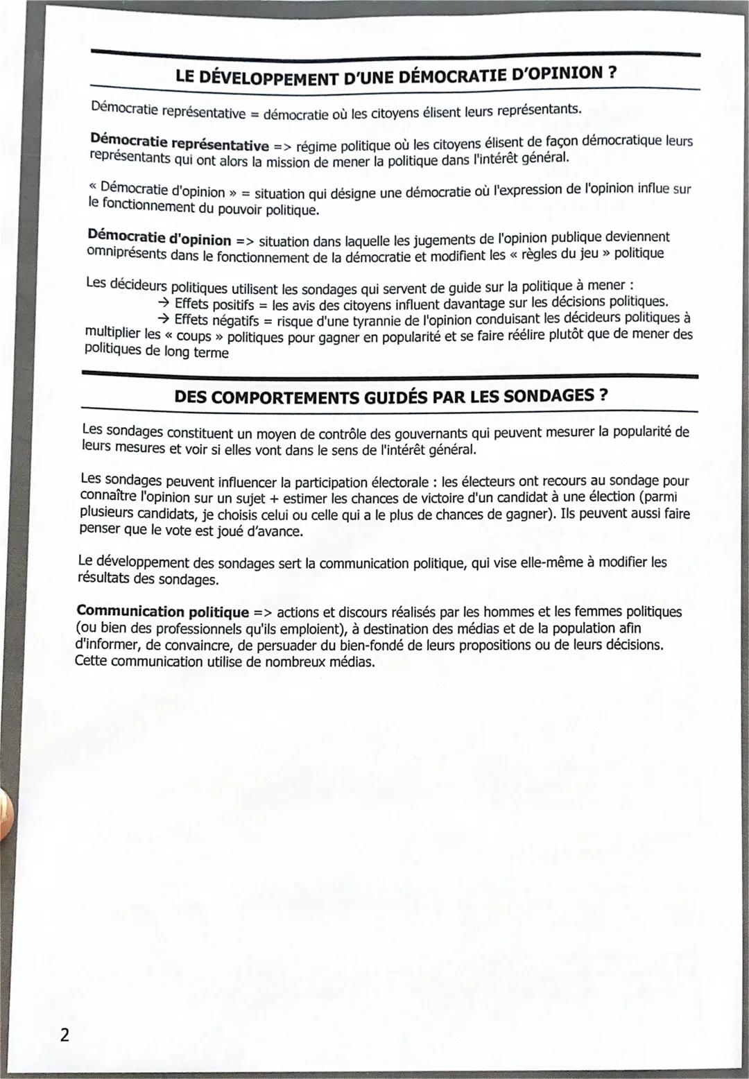 # 9 – COMMENT SE FORME ET
S'EXPRIME L'OPINION
PUBLIQUE ?

L'OPINION PUBLIQUE, CRACTÉRISTIQUE D'UN RÉGIME DÉMOCRATIQUE

Opinion publique => e