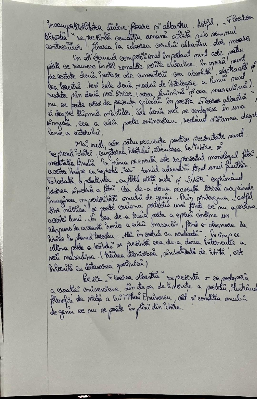 # FLOARE ALBASTRA
-de Mihai Eminescu.
Mihai Eminescu este unul dintre cei patru mari
clasici ai literaturii române, alături de Ion Creangă, 