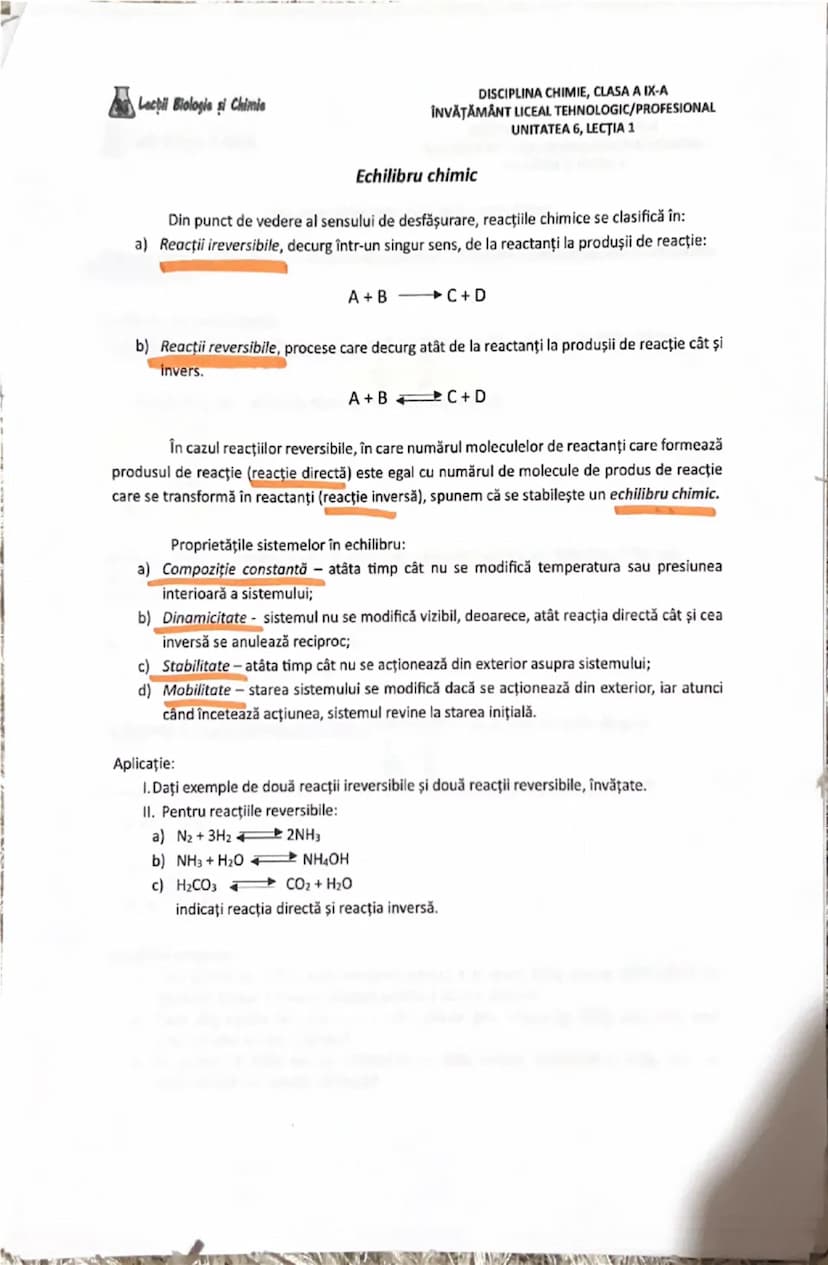 # Lecții Biologie și Chimie

DISCIPLINA CHIMIE,
ÎNVĂȚĂMÂNT LICEAL TEHNOLOGIC/PROFESIONAL
UNITATEA 1, LECȚIA 3

Recapitulare. Substanțe chimi