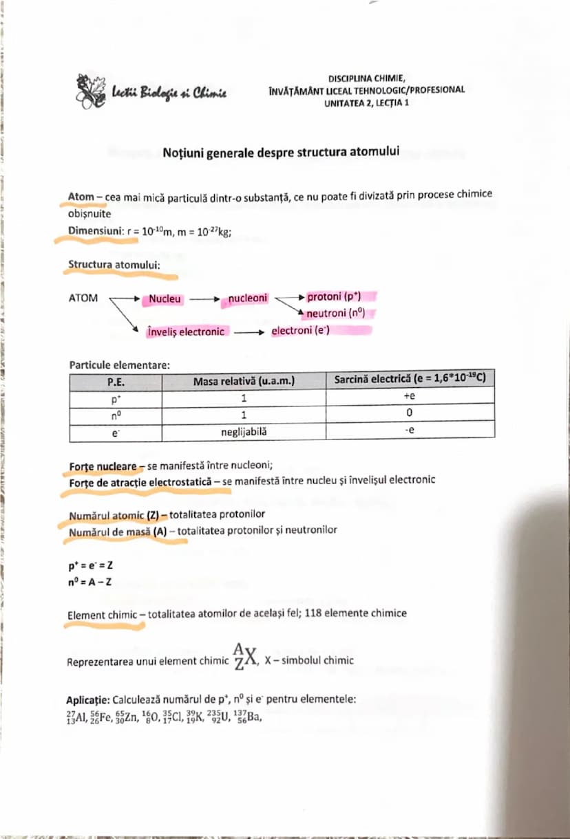 # Lecții Biologie și Chimie

DISCIPLINA CHIMIE,
ÎNVĂȚĂMÂNT LICEAL TEHNOLOGIC/PROFESIONAL
UNITATEA 1, LECȚIA 3

Recapitulare. Substanțe chimi