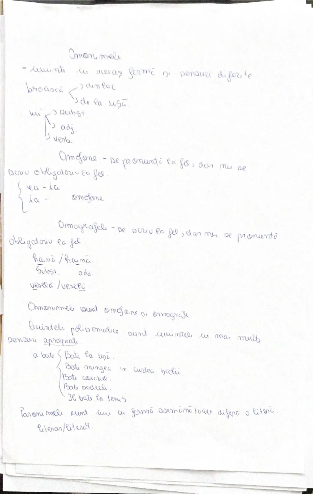 Omonime, Omofone, Omografe și Paron, Cuv Pro  Note: Limbaj Clar