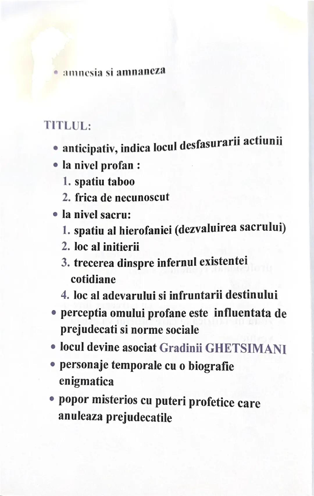 ## 2. LA TIGANCI

**TEME:**

- dimensiunea sacra si dimensiunea profana
(opozitia)
- existenta misterului in cotidianul desacralizat
- istor