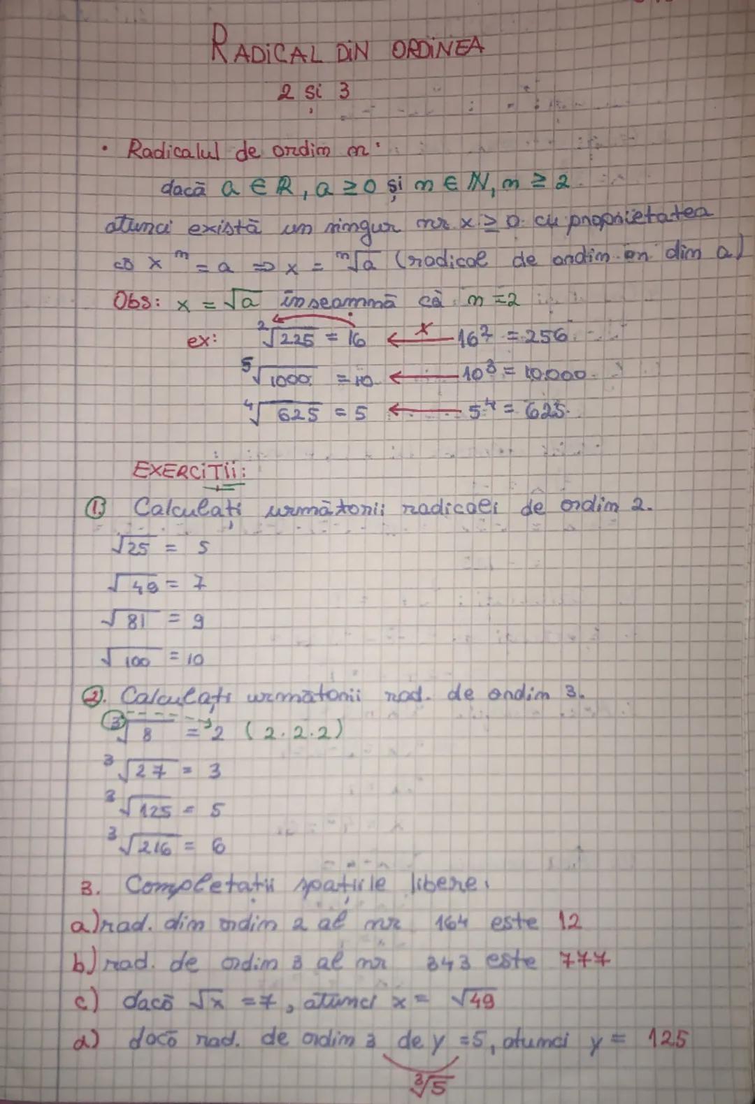 # RADICAL DIN ORDINEA
2 si 3

*   Radicalul de ordim on
dacă $a \in R, a \geq 0$ şi $m\in N, m \geq 2$.
atunci există un singur mr $x \geq 0
