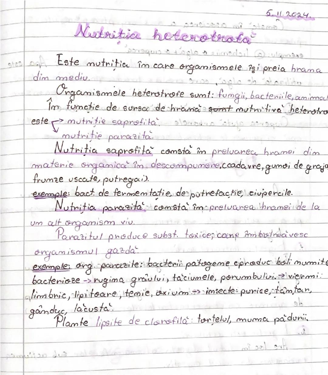 5.11.2024.
Nutritia heterotrota

ales cat Este mutriția în care organismele îşi preia brama
dim mediu.
Organismele heterotrofe sumt: fumgii,