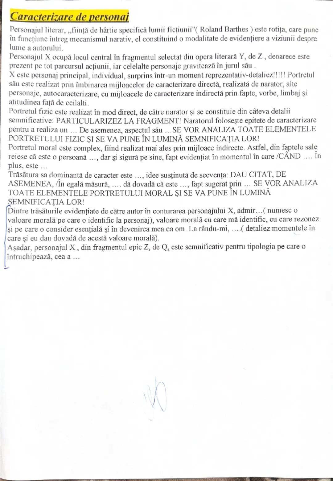 Caracterizare de personaj 