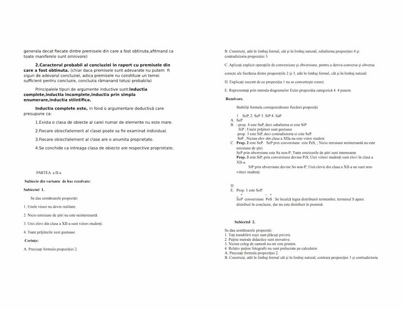 --- OCR Start ---
LOGICĂ
Conținut minimal pentru bac
1. OBIECTUL DE STUDIU AL LOGICII
-În sens restrîns logica studiază din punct de vedere 