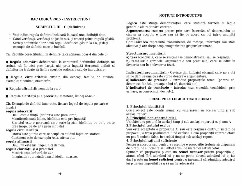 --- OCR Start ---
LOGICĂ
Conținut minimal pentru bac
1. OBIECTUL DE STUDIU AL LOGICII
-În sens restrîns logica studiază din punct de vedere 
