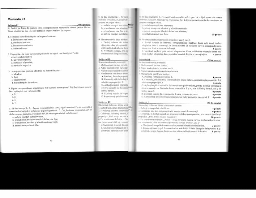 --- OCR Start ---
LOGICĂ
Conținut minimal pentru bac
1. OBIECTUL DE STUDIU AL LOGICII
-În sens restrîns logica studiază din punct de vedere 