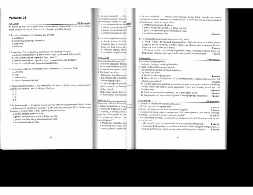 --- OCR Start ---
LOGICĂ
Conținut minimal pentru bac
1. OBIECTUL DE STUDIU AL LOGICII
-În sens restrîns logica studiază din punct de vedere 