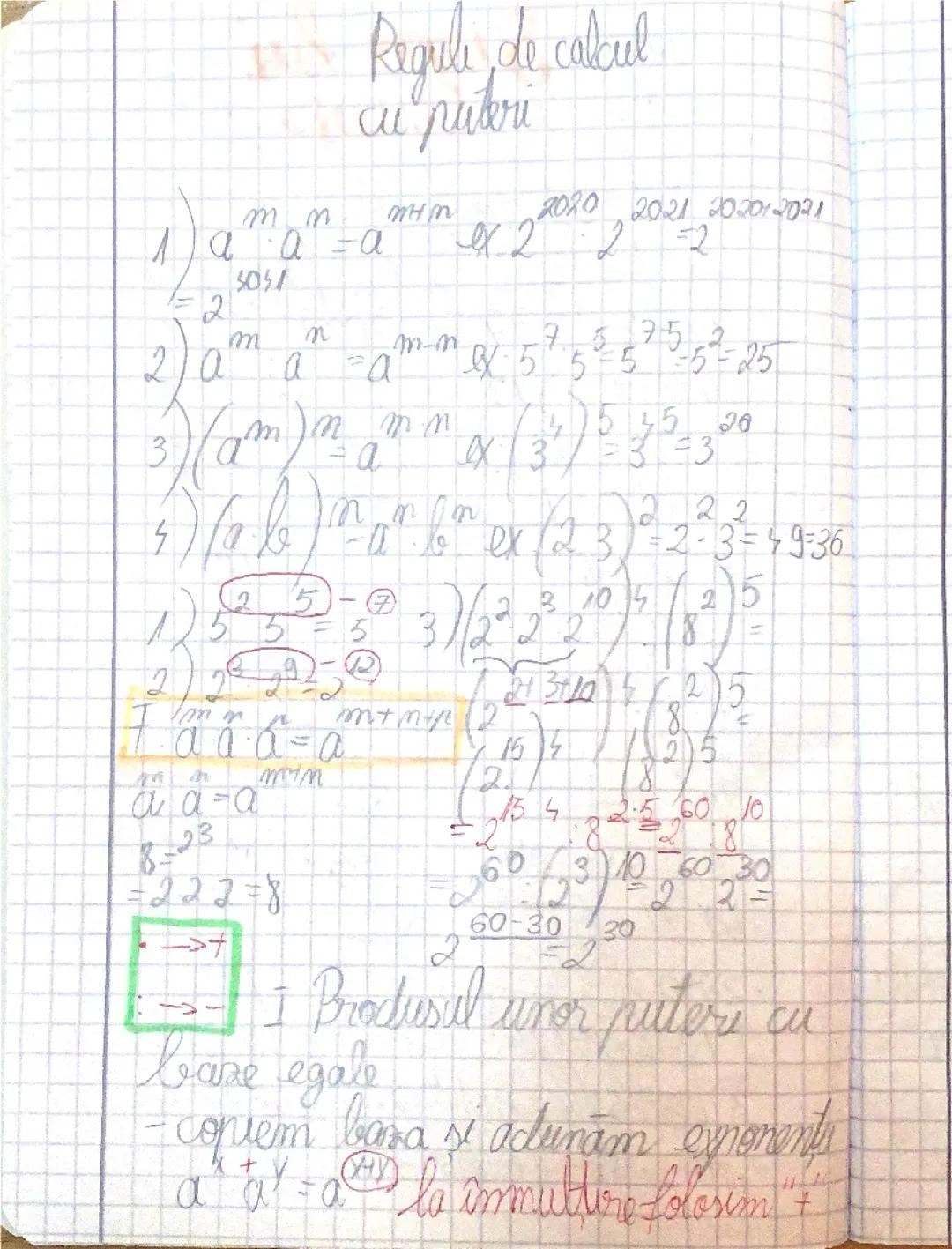 Reguli de calcul cu puteri+ modele