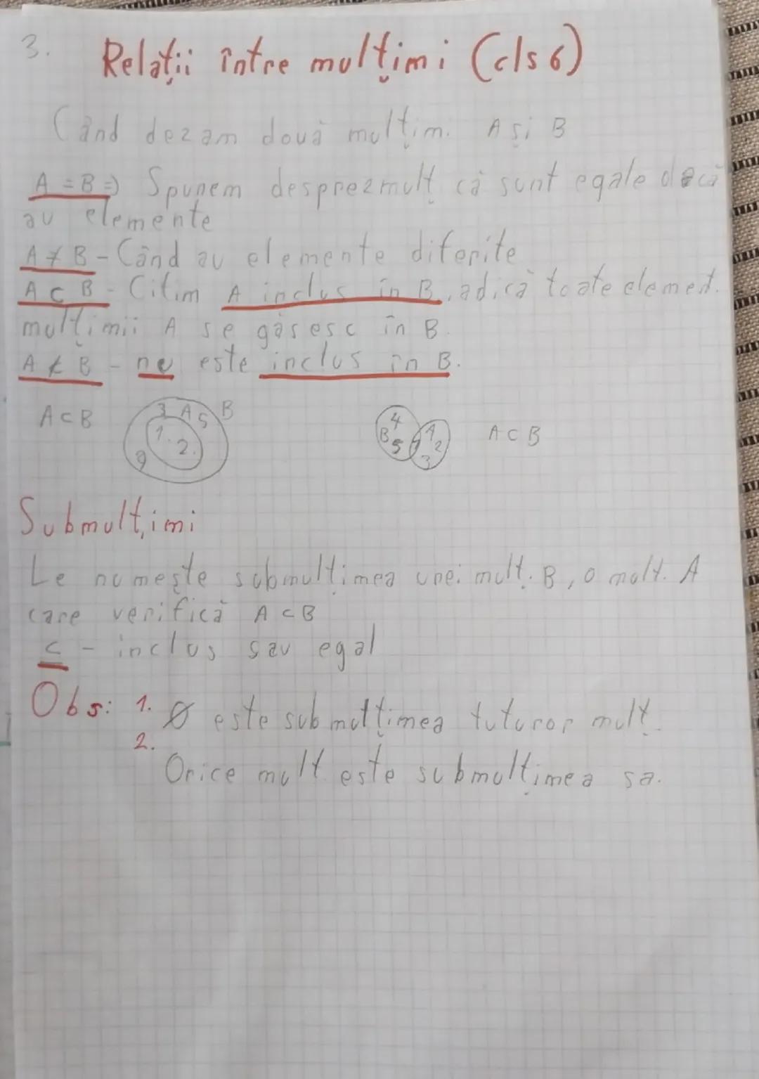 Relații între mulțimi (cls a 6-a)