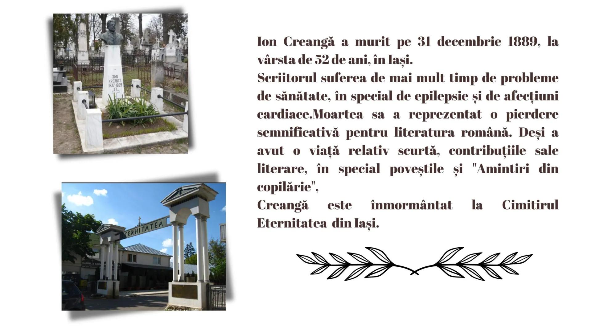 --- OCR Start ---
Ion Creangă s-a născut la Humuleşti în
Principatul Moldovei, 1 martie 1837 Humuleștii,
Neamţ fost sat care de atunci a fos