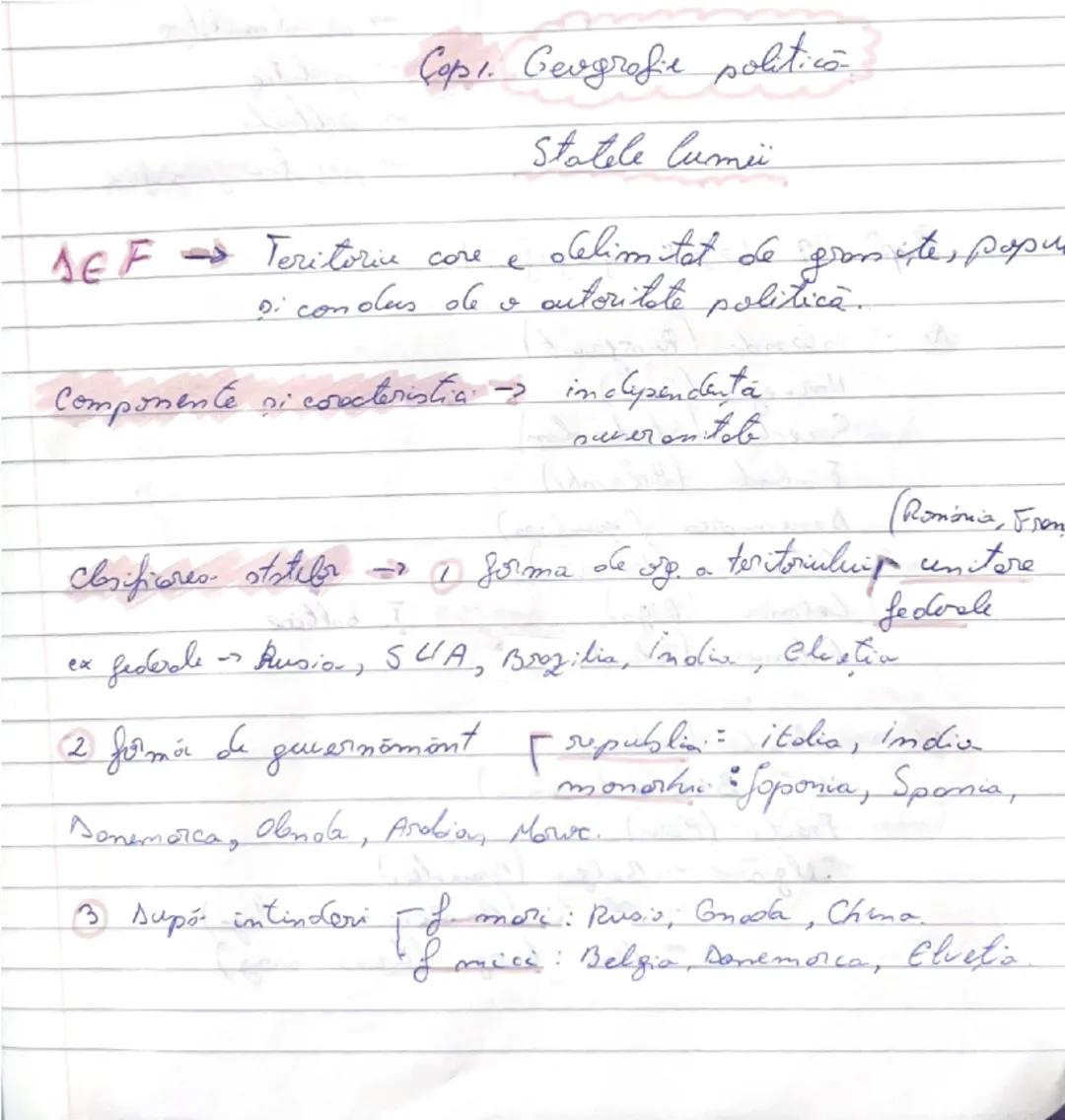 # Cop1. Geografie politico-
# Statele lumii

ΔEF → Teritoriu care e delimitat de granite, popu
 si condus de o autoritate politica.

Compone
