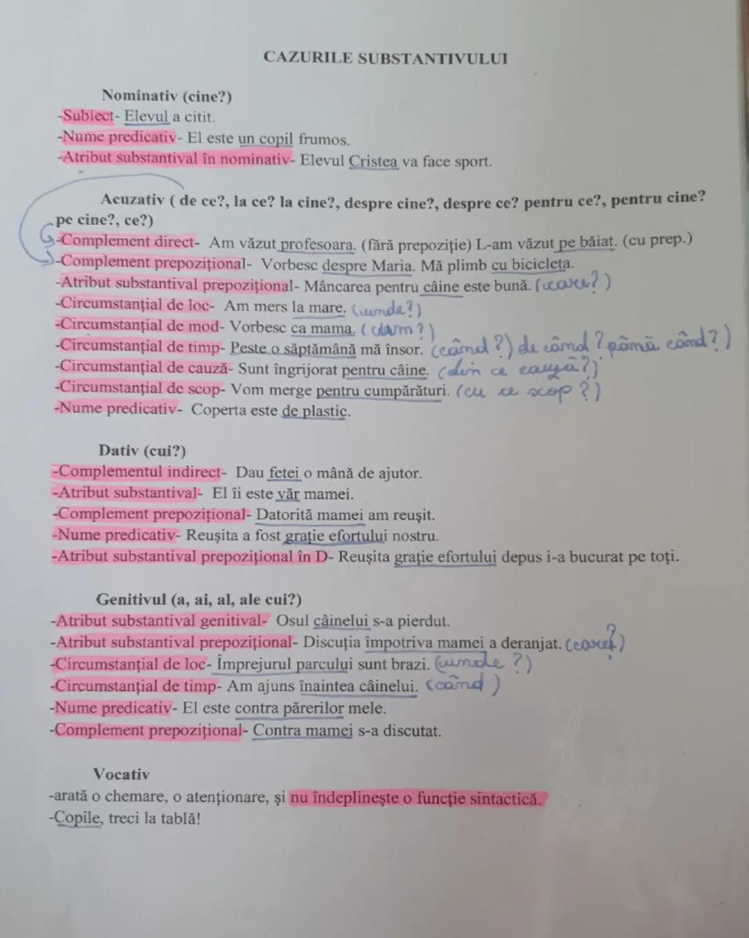 # CAZURILE SUBSTANTIVULUI

# Nominativ (cine?)
-Subiect- Elevul a citit.
-Nume predicativ- El este un copil frumos.
-Atribut substantival în