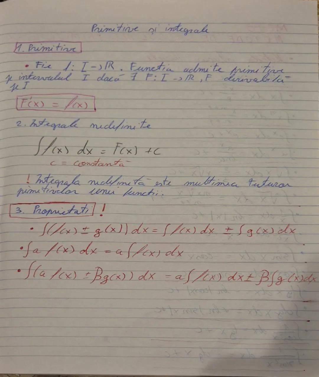 # Primitive si integrale

1. Primitive

*   Fie 1: I-IR. Functia admite primitive
    x intervalul I daca 7 F: I -> IR, F derivabila
    KI
