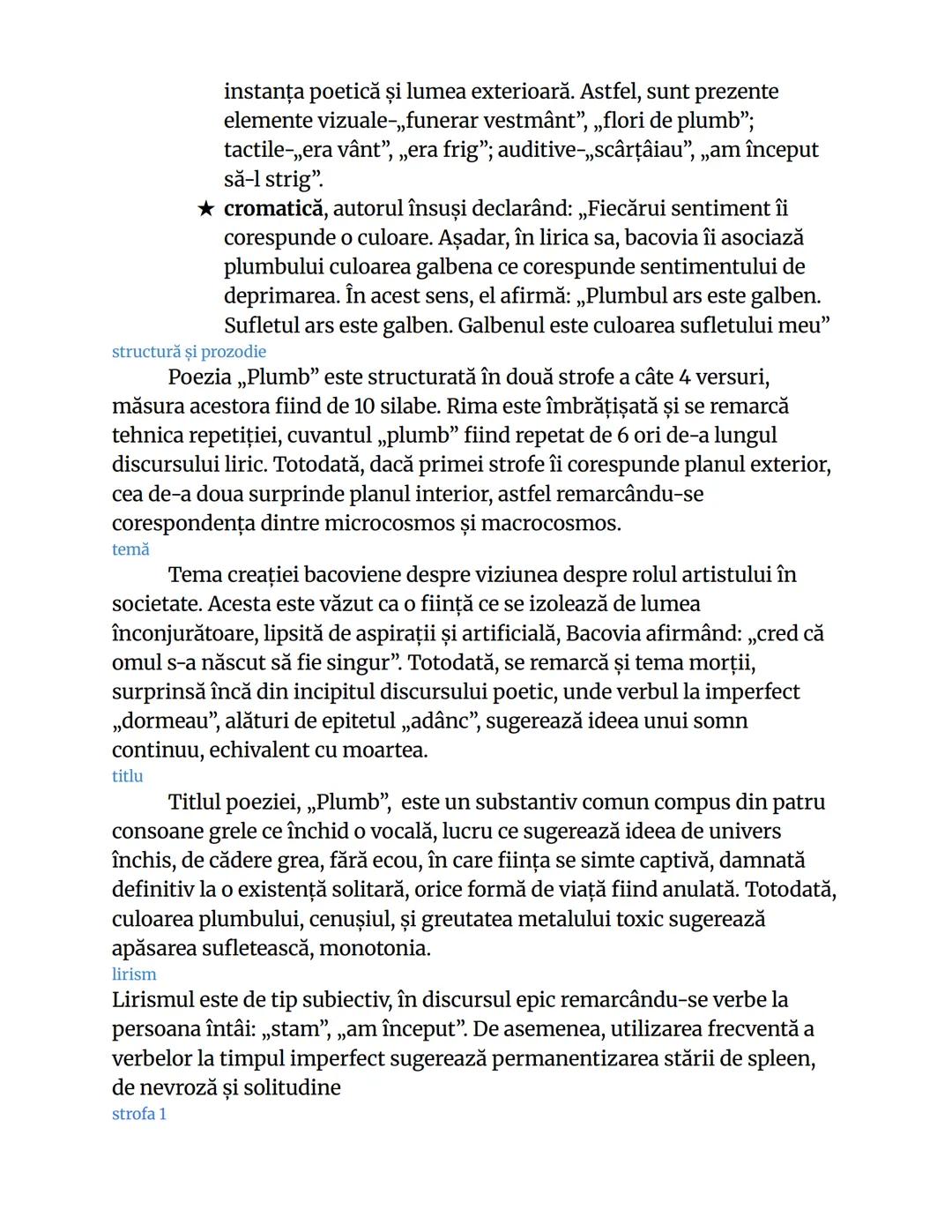 ```
incadrare
Plumb
George Bacovia, 1916
Dormeau adânc sicriele de plumb,
Și flori de plumb şi funerar veştmânt -
Stam singur în cavou... și